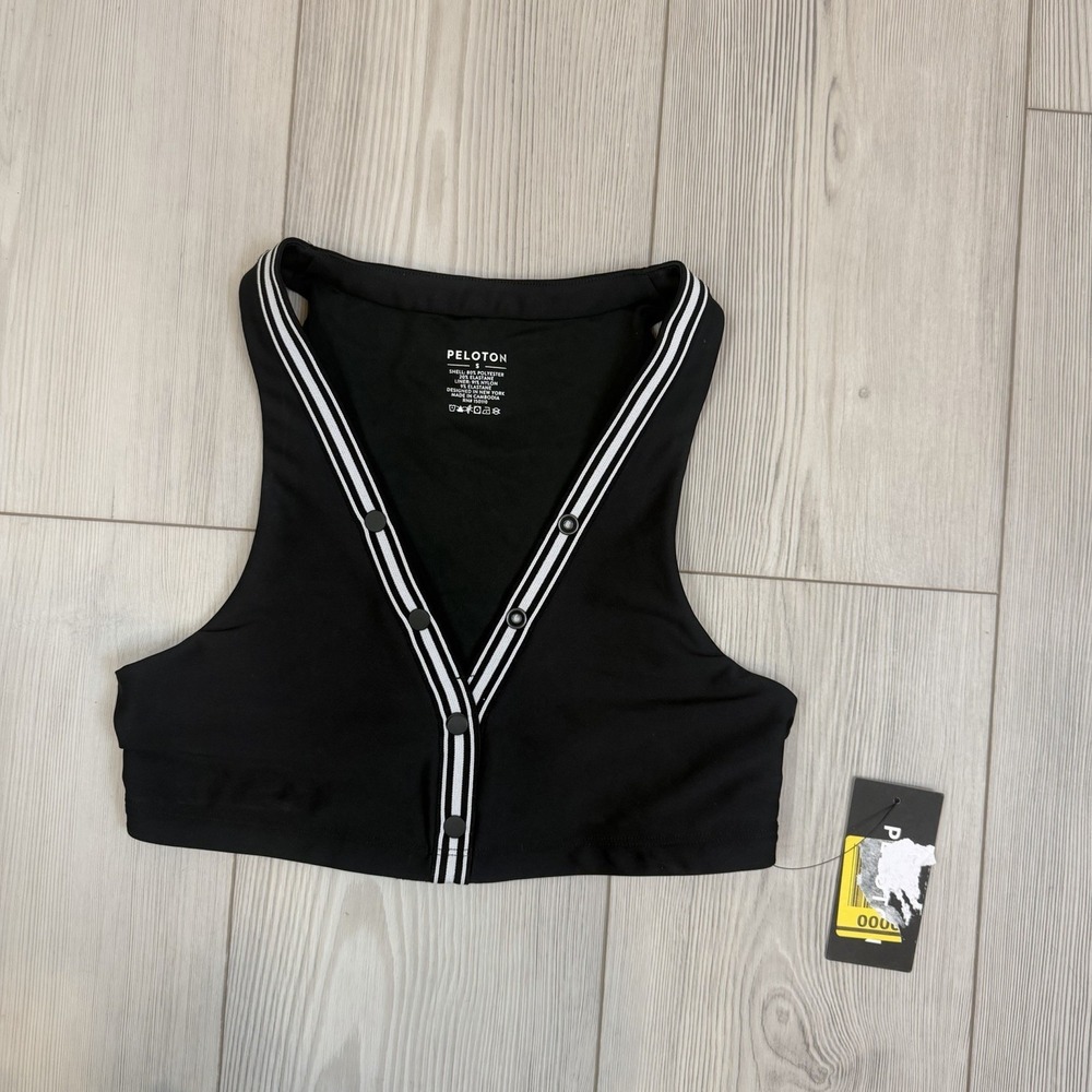 NWT Peloton X Robin Arzon Small Merit V-Neck Button Henley Bra Black